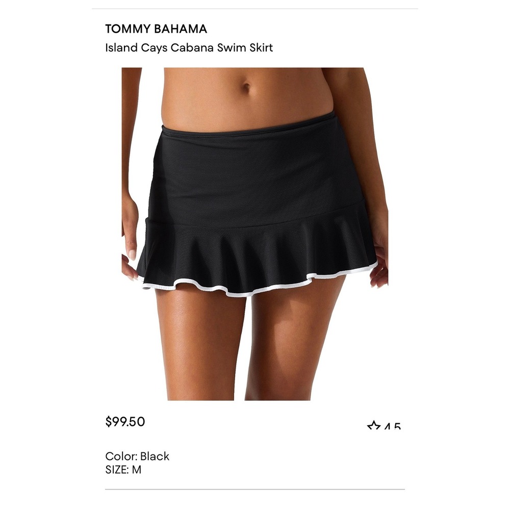 Tommy Bahama Island Cays Cabana Swim Skirt Black White Trim SS200417 Size M - Picture 2 of 8